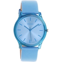 OOZOO Quarzuhr Oozoo Damen Armbanduhr Timepieces Analog, (Analoguhr), Damenuhr rund, mittel (ca. 36mm) Lederarmband, Casual-Style blau