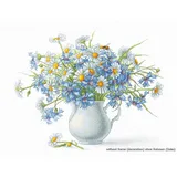 Luca-S Kreuzstichset Kornblumen und Gänseblümchen, Zählmuster, 24,5x20cm