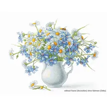Luca-S Kreuzstichset Kornblumen und Gänseblümchen, Zählmuster, 24,5x20cm