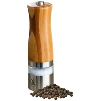 Laguiole - Elektrische Salz- und Pfeffermühle - Aus Edelstahl und Bambusholz - Mit Licht - Elegant und praktisch - Keramikmühle - 6 AAA Batterien nicht enthalten