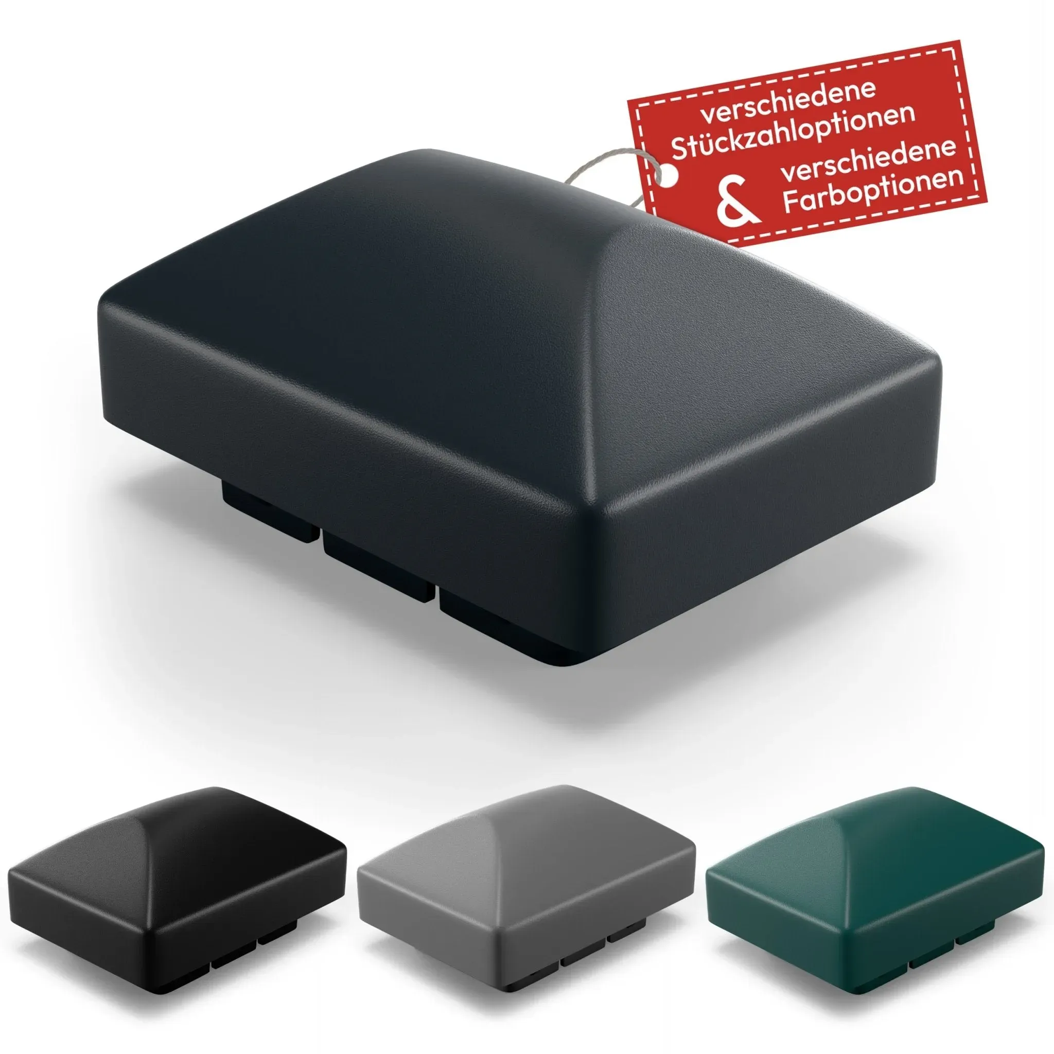 80 Stk. – Qualinos Pfostenabdeckung 60×40 mm Runddach Anthrazit RAL 7016 – Schutzkappe Doppelstabmattenzaun-Pfosten, witterungsbeständig, Made in Germany