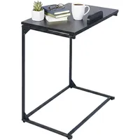 Relaxdays Beistelltisch, C-Form, neigbare Tischplatte, HBT: 66 x 55 x 35 cm, Laptoptisch mit Anti-Rutsch-Leiste, schwarz
