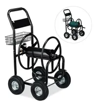 Relaxdays XL Schlauchwagen Metall  schwarz, silber