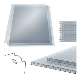 ECD Germany GARDEBRUK® 10x Doppelstegplatten 6mm Zuschneidbar 121x60,5cm Polycarbonat 7,3m2 UV-beständig Klar