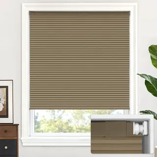 LazBlinds Jalousie, schnurlos, zellular, für Fenster, kein Werkzeug, kein Bohren, Verdunklung, für Fenstergröße 94 x 122 cm (B x H), Taupe