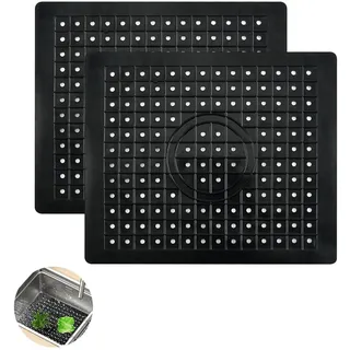 NUWIQ Spülbeckeneinlage, 31 x 26cm, 2 Stück Spülbeckenmatte Sink, Spülbeckeneinlage Gummi, Küchenspülenschutz für Spülbecken Schützt die Oberfläche, Lebensmittelechtes PVC, Schwarz