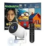 Mini Beamer 4K Unterstützt Android 14, Smart Projector Elektrisch Fokus 5G WiFi 6 BT 5.0, Mini Tragbar Projektor Full HD 1080P Unterstützt 260ANSI Auto Horizontal Trapezoid Correction