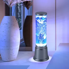 just light. Wassersäule Tischleuchte LED RGB Farbwechsler Deko-Fische Wohnzimmerleuchte