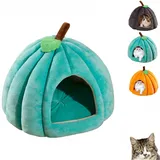 Pumpkin cat Bed,Halloween katzenhaus,2025 süße katzenhöhle in kürbisform,Niedliches Katzenbett für Indoor-Katzen,Warme Katzenhöhle Katzenhaus mit abnehmbarem Kissen,für Hunde-B||S