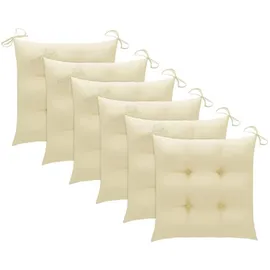 vidaXL Gartenstuhl 6 St. 6 x 6 x 6 cm cremeweiß mit Kissen