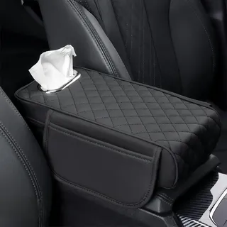 KABUTM Auto Armlehnen Polster für Renault Laguna II 2001-2007, Auto Leder Mittelkonsole Armlehne Kissen, Autositz Mittelarmlehne Abdeckung, Auto Zubehör Innenraum,A Black