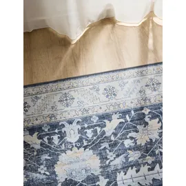 benuta Vintage-Teppich, Blau, Kunststoff, Vintage, Rechteckig, 200x300 cm, Oeko-Tex® Standard 100, in verschiedenen Größen erhältlich, rutschfeste Unterfläche, waschbar, Teppiche & Böden, Teppiche, Vintage-Teppiche