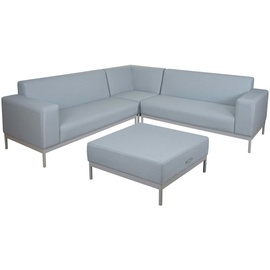 Mendler Alu-Garten-Garnitur HWC-C47, Sofa, Outdoor Stoff/Textil ~ blau ohne Ablage, ohne Kissen