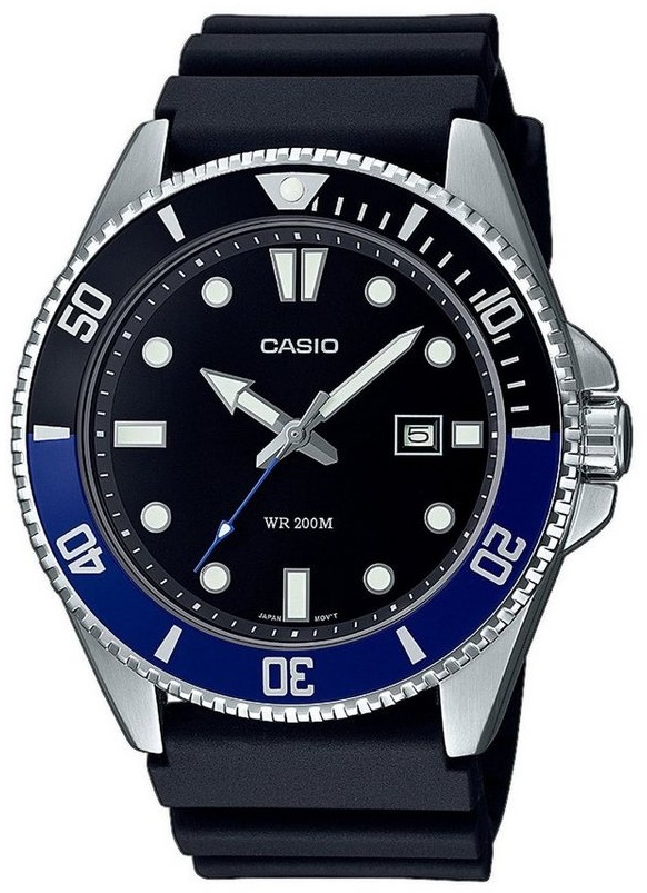 CASIO Chronograph Casio Herren Uhr MDV-107-1A2VEF Edelstahl Resin schwarz/blau schwarz