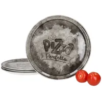 4x Perfetto Pizzateller Schwarz Ø 31,5 cm 4 Personen Porzellan Servier-Platte