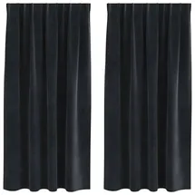 vidaXL Verdunkelungsvorhänge 2 pcs Schwarz 140 x 175 cm Samt