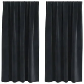 vidaXL Verdunkelungsvorhänge 2 pcs Schwarz 140 x 175 cm Samt