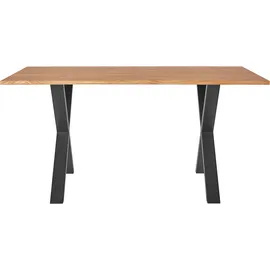 Andas Esstisch, Tischplatte aus massiver Eiche, FSC®- Massivholz, Gestell aus Metall