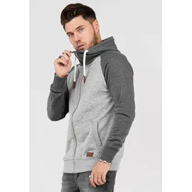 behype Sweatjacke "HENRAY", Herren, Gr. M, grau, 70% Baumwolle, 30% Polyester, mehrfarbig, normal, ohne Ausschnitt, Sweatjacken Sweatjacke, mit erhöhtem Kragen