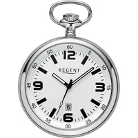Regent Taschenuhr Regent Herren Taschenuhr Analog Gehäuse, (Analoguhr, Analoguhr), Herren Taschenuhr rund, extra groß (ca. 50mm), Edelstahl, Elegant silberfarben