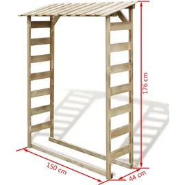 vidaXL Kaminholzregal Kiefer 150 x 44 x 176 cm Holz Außenbereich Braun