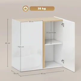Homcom Sideboard 80 x 80 x 40 cm Hochglanzweiß