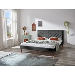 Polsterbett "Nicola", grau (anthrazit), B:186cm H:112cm L:214cm, ATLANTIC HOME COLLECTION, Betten, mit hoher Bodenfreiheit und inklusive Lattenrost