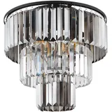 GLOBO Naxis 3-flammig rund schwarz Metall Glas