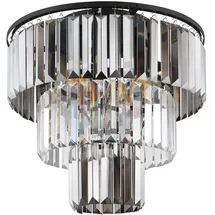 GLOBO Naxis 3-flammig rund schwarz Metall Glas