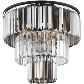 GLOBO Naxis 3-flammig rund schwarz Metall Glas