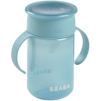 Béaba BÉABA, 360°-Lernbecher mit Anti-Tropf-Scheibe, patentiertes Anti-Auslauf-System, ab 12 Monaten, abnehmbare Griffe, mit hygienischem Deckel, solide und leicht, 340 ml, Blau