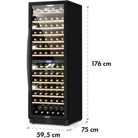 Klarstein Vinovilla Grande 162 Built-in Duo Onyx Weinkühlschrank 425 Ltr 162 Fl. Schwarz