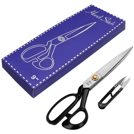 Handi Stitch Schneider Schere mit Fadenschneider - Schneiderschere Stoffschere - Profi Nähschere Stoffschere Scharf 22,86cm aus Edelstahl -
