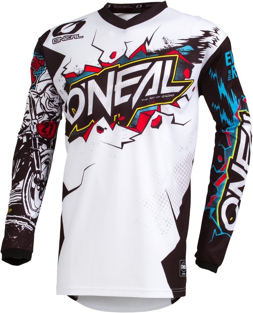 Oneal Element Villain Jeugd Motocross Jersey, wit, XL