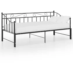 vidaXL Ausziehsofa Bettgestell Schwarz Metall 90x200 cm