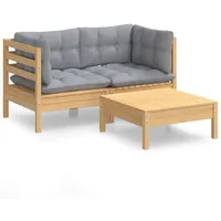 vidaXL Garten-Lounge-Set 3-tlg. grau Kiefernholz