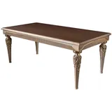 Casa Padrino Luxus Barock Esstisch Braun / Silber / Kupfer / Gold 202 x 102 x H. 79 cm - Massivholz Küchentisch - Esszimmertisch - Esszimmer Möbel im Barockstil