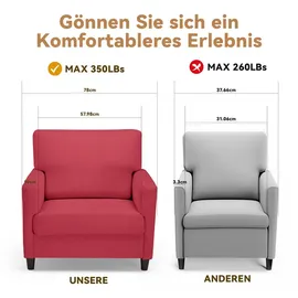COMHOMA Relaxsessel Leinenbezug 70 x 90 x 80 cm Rot