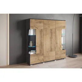 OTTO home Highboard 135 x 134 x 39,5 cm matera anthrazit / Kastanie breslau / Braun