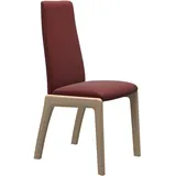 Polsterstuhl STRESSLESS "Laurel", rot (cherry paloma, eiche natur), B:57cm H:105cm T:60cm, Leder PALOMA: PALOMA ist ein durchgefärbtes Semianilin-Möbelleder mit natürlicher Narbung., Stühle, Polsterstuhl, High Back, Größe M, mit abgerundeten Beinen in Eiche natur