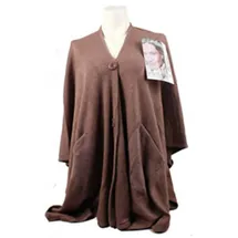 Antonio Poncho Damen Winter elegant mit praktischen Taschen - braun
