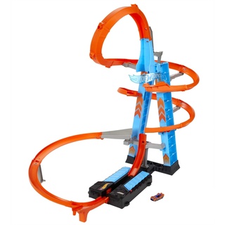 Hot Wheels - Himmelscrash-Turm, 60cm hoch mit batteriebetriebenem Beschleuniger und orangem Track mit Looping, Geschenk für Kinder von 5 bis 10 Jahren, Abweichungen in Verpackung vorbehalten, GWT39