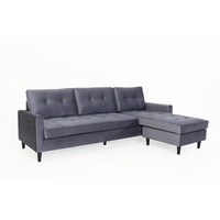 byLIVING Ecksofa Atlanta/Sofa Samt dunkel-grau/Beine schwarz aus Massivholz/Longchair wahlweise rechts oder Links montierbar / 218 x 144, H 78,5 cm