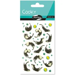 Maildor 10x Cooky, 1 Stickerbogen 7,5x12cm, Fischotter - Mehrfarbig CY096C