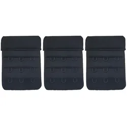varivendo BH Verlängerung 3er Set 3 reihig 45mm schwarz elastisch BH Erweiterung Verlängerer Damen Unterwäsche Komfort Kleidung Zubehör