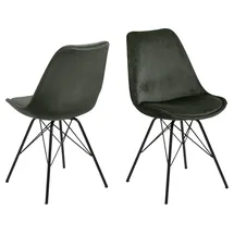 AC Design Furniture Emanuel Esszimmerstühle 2er Set, B: 48,5 x H: 85,5 x T: 54 cm, Waldgrün/Schwarz, Samt/Metall, 2 Stk