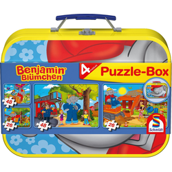 Schmidt Spiele Puzzle Puzzlebox im Metallkoffer, Benjamin Blümchen®, 148 Puzzleteile bunt