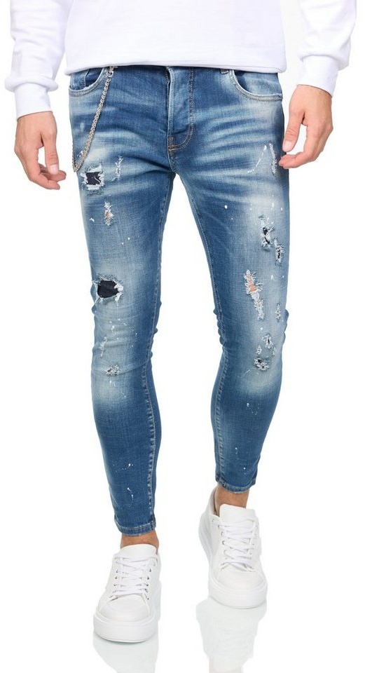Denim Distriqt Skinny-fit-Jeans Super stretchige Skinny Jeans im Destroyed Look DH-BI blau W32/L32