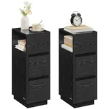 VASAGLE Schmaler Nachttisch 2er Set mit Schubladen ebenholzschwarz