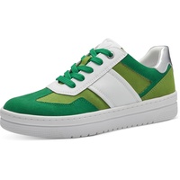 Marco Tozzi Damen Sneaker flach mit dicker Sohle Vegan, Mehrfarbig (White/green), 41 EU